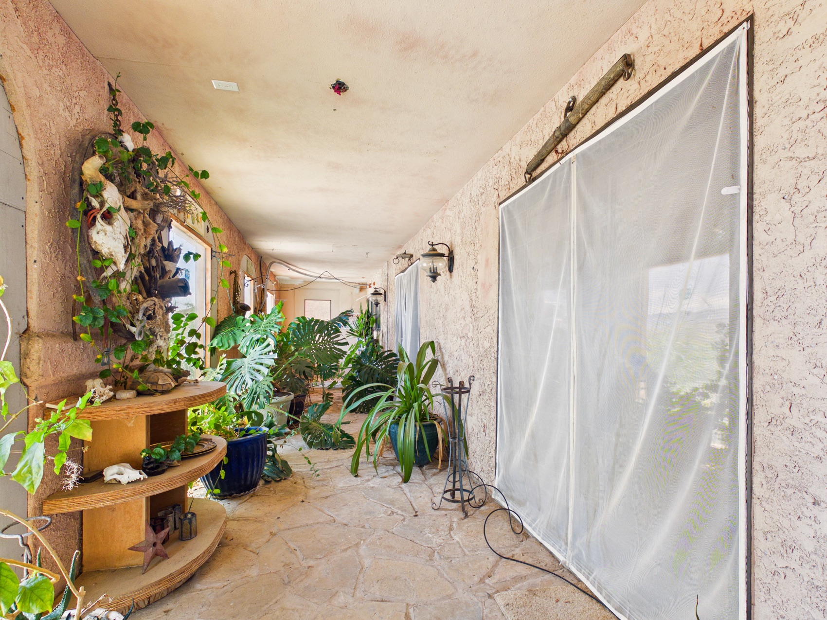 The covered courtyard walkway